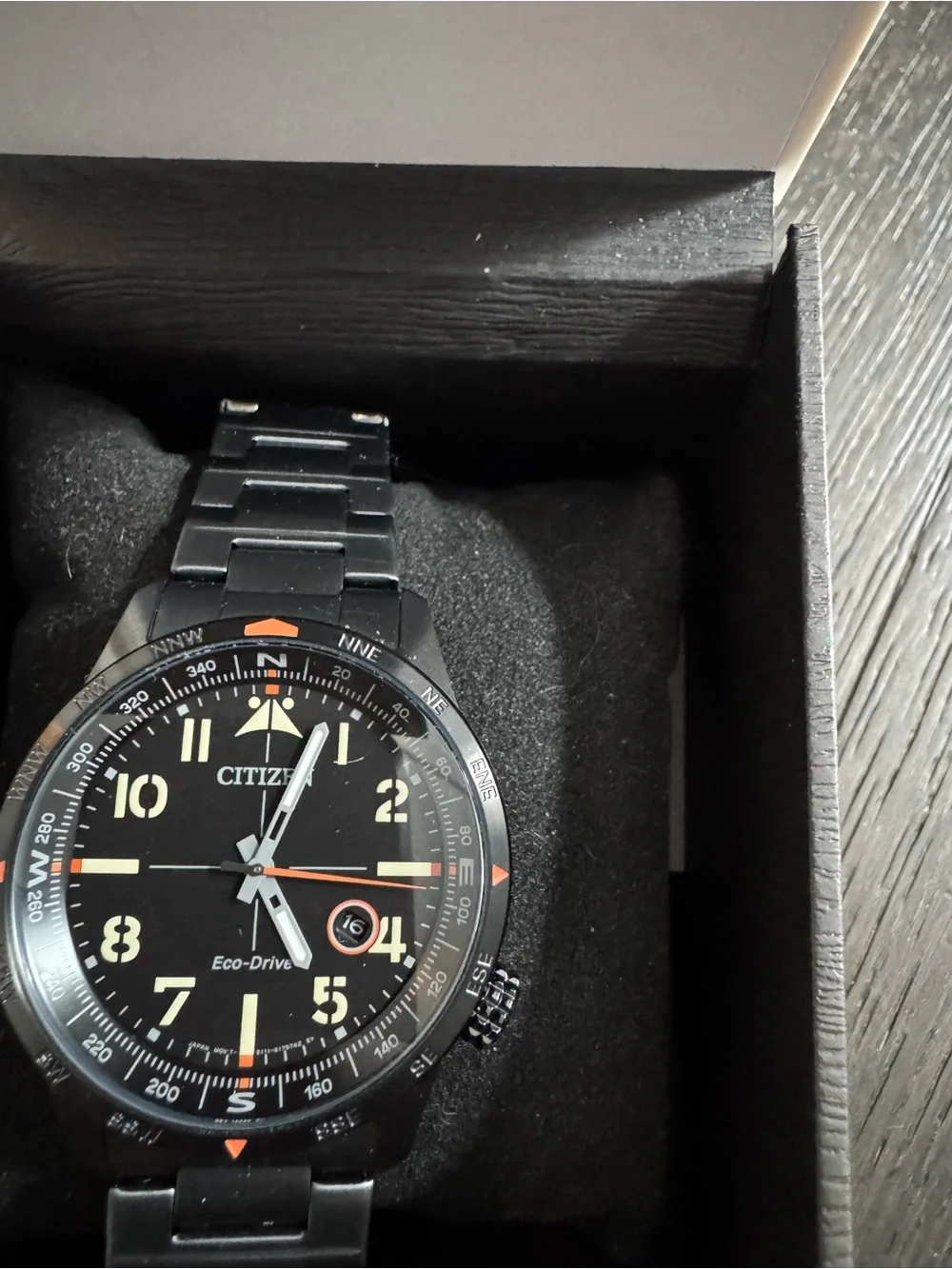Citizen Black Dial Men's Pilot Watch with Orange Accents